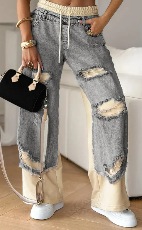 Trendy Street Style Thin Ripped Jeans
