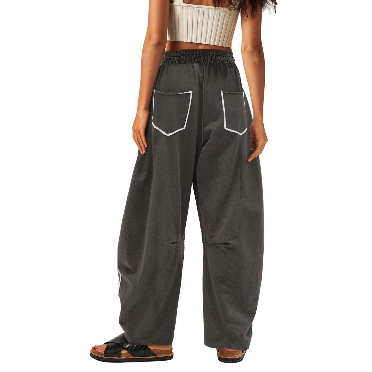 Summer Casual Loose Drawstring Wide-Leg Sports Pants