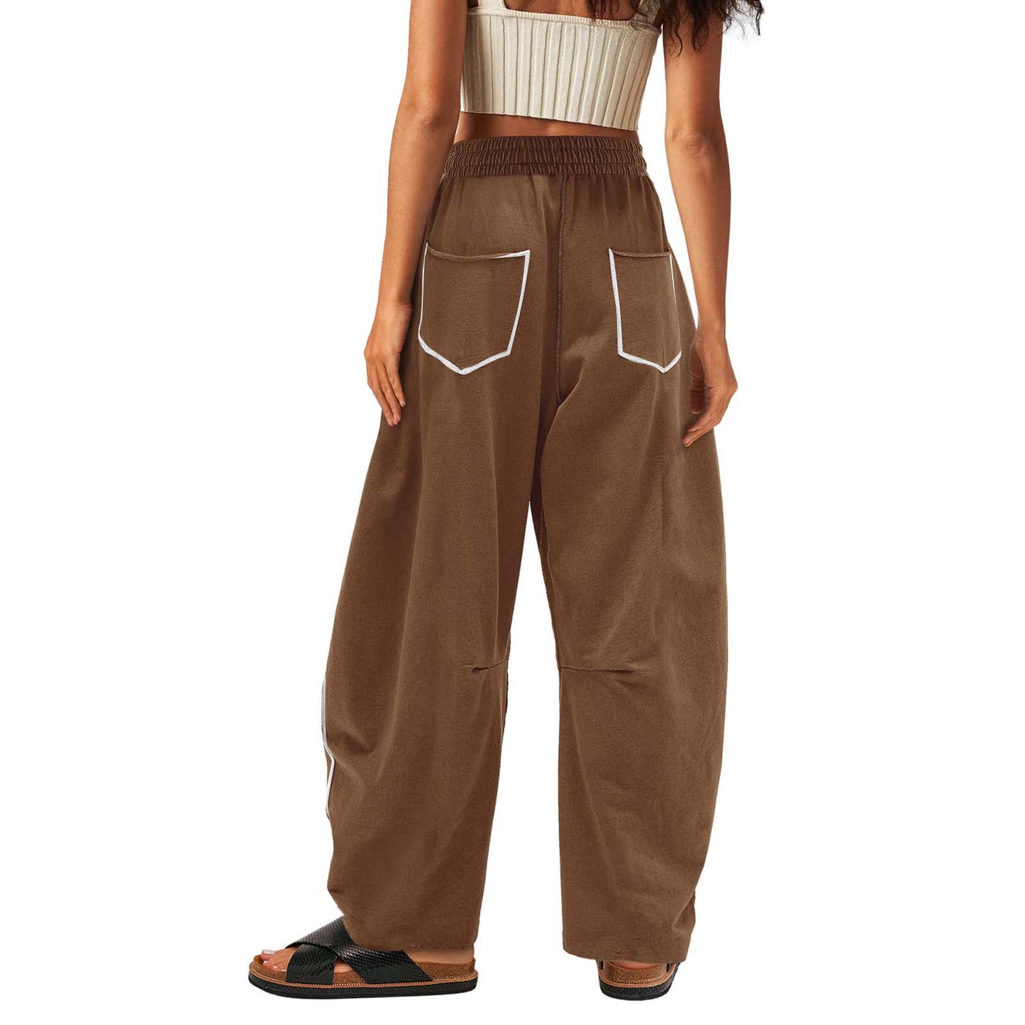 Summer Casual Loose Drawstring Wide-Leg Sports Pants