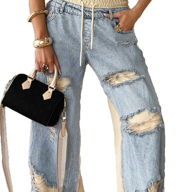 Trendy Street Style Thin Ripped Jeans