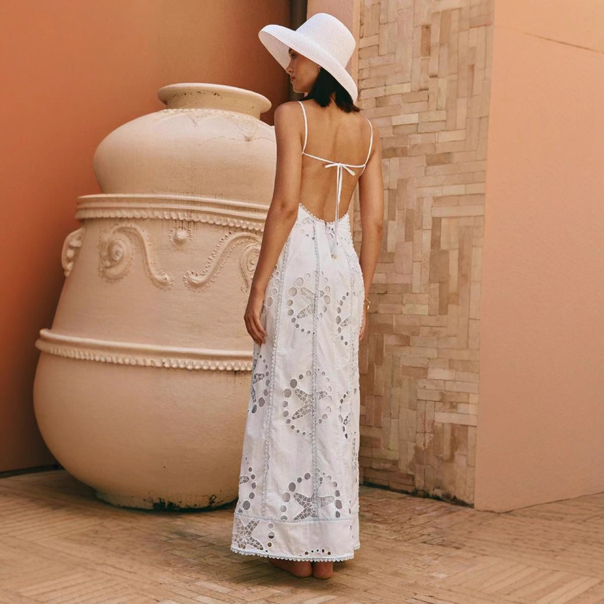 Strappy Sexy Vacation Style Backless Dress