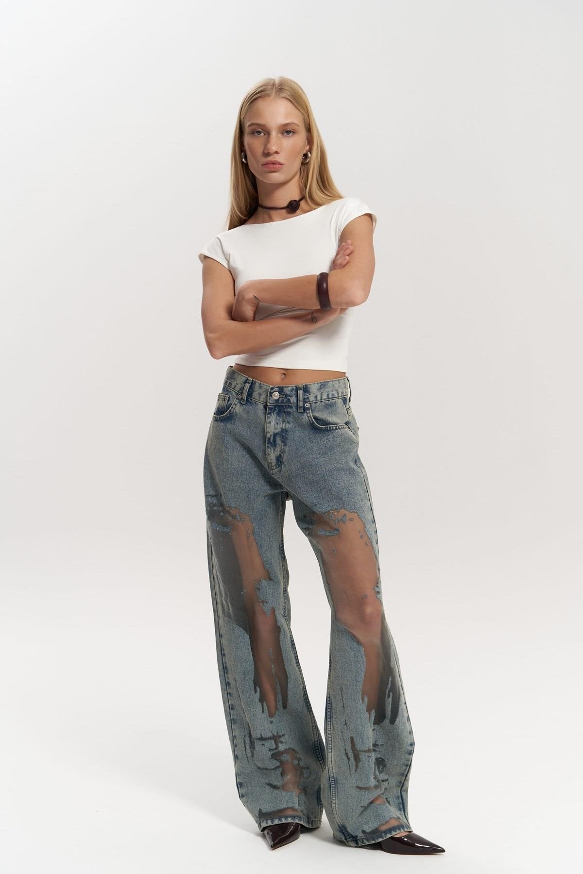 Blue Transparent Jeans