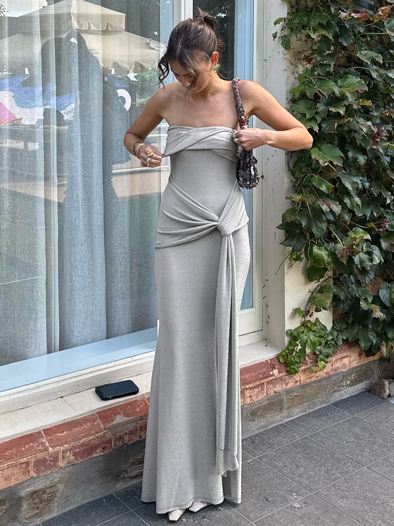 Solid Color High Waisted Sleeveless Dress