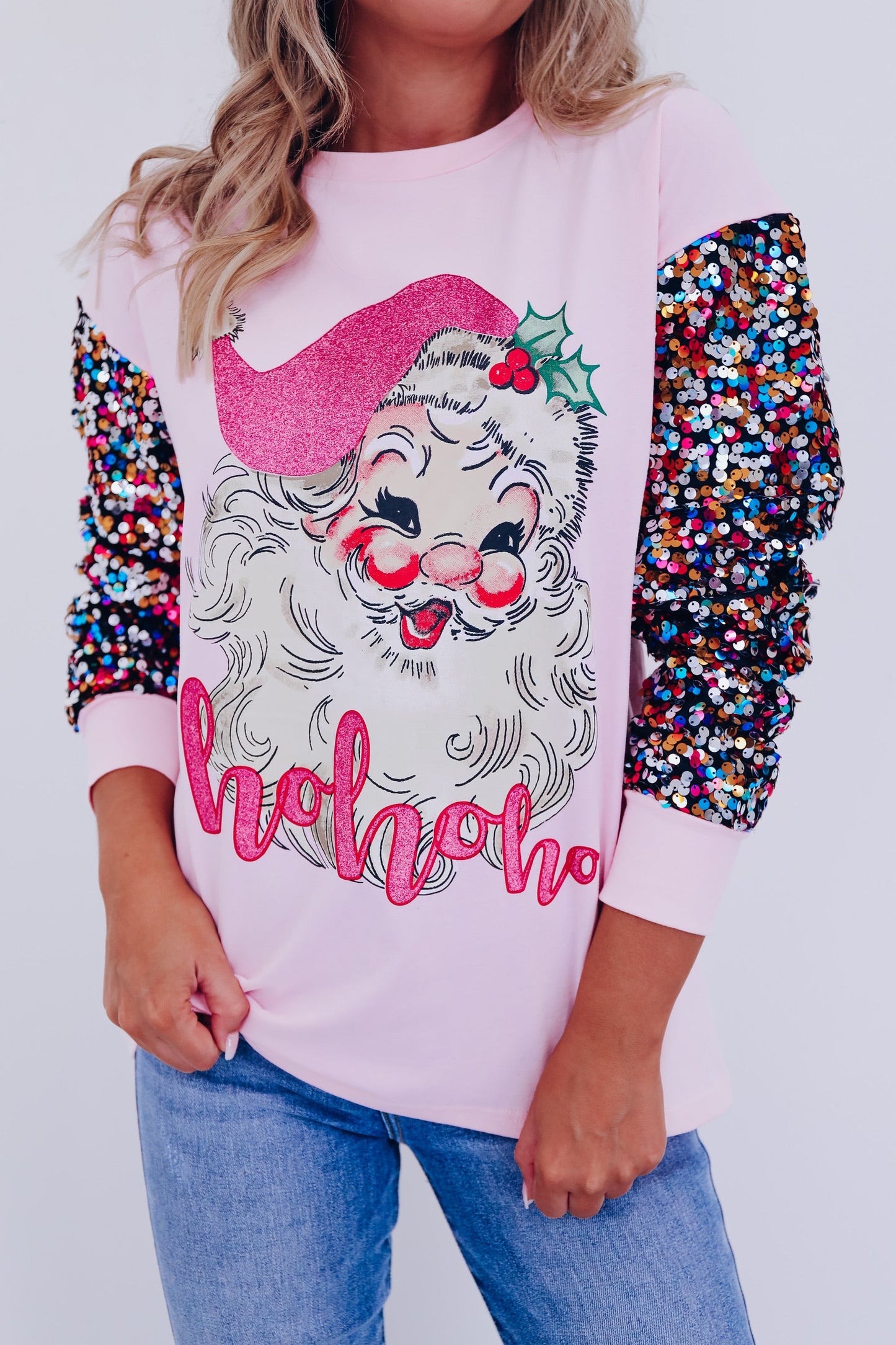 Santa Ho Ho Ho Sequin Graphic Tee