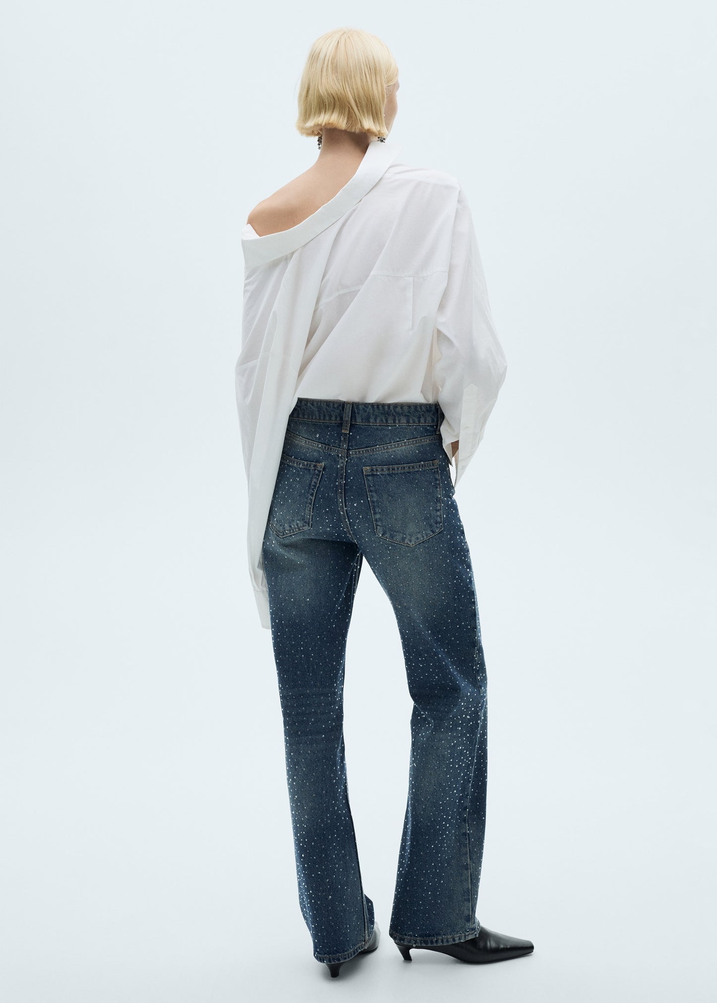 Straight-fit Jeans With Rhinestone Detail