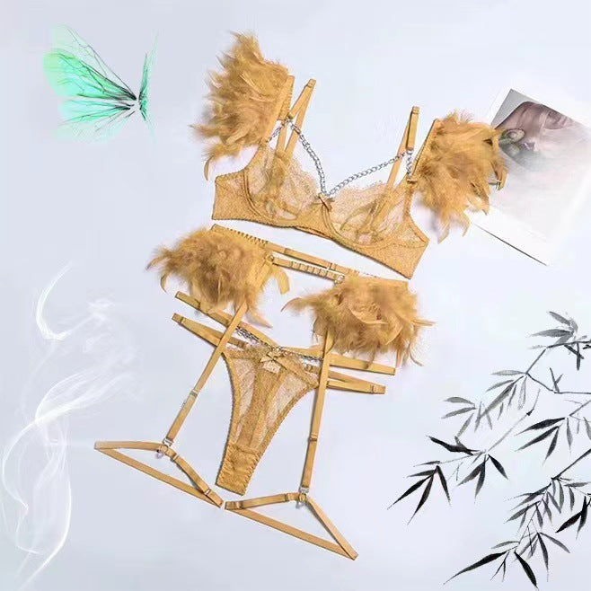 Feather Lace Stitching Sexy Lingerie