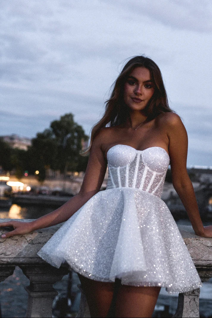 Aura Sparkle Strapless Mini Dress