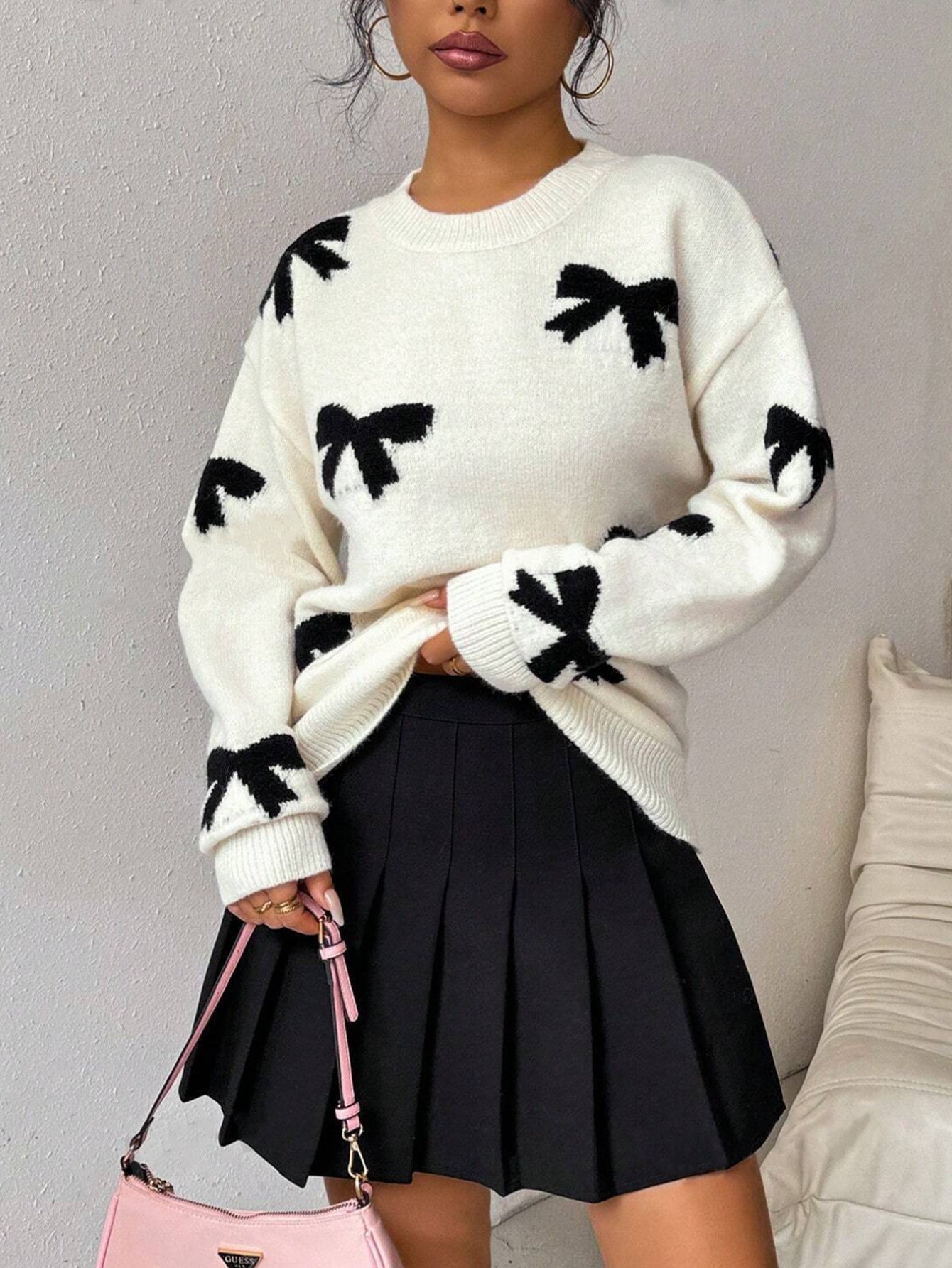 Autumn and Winter New Bow Long-Sleeved Sweater