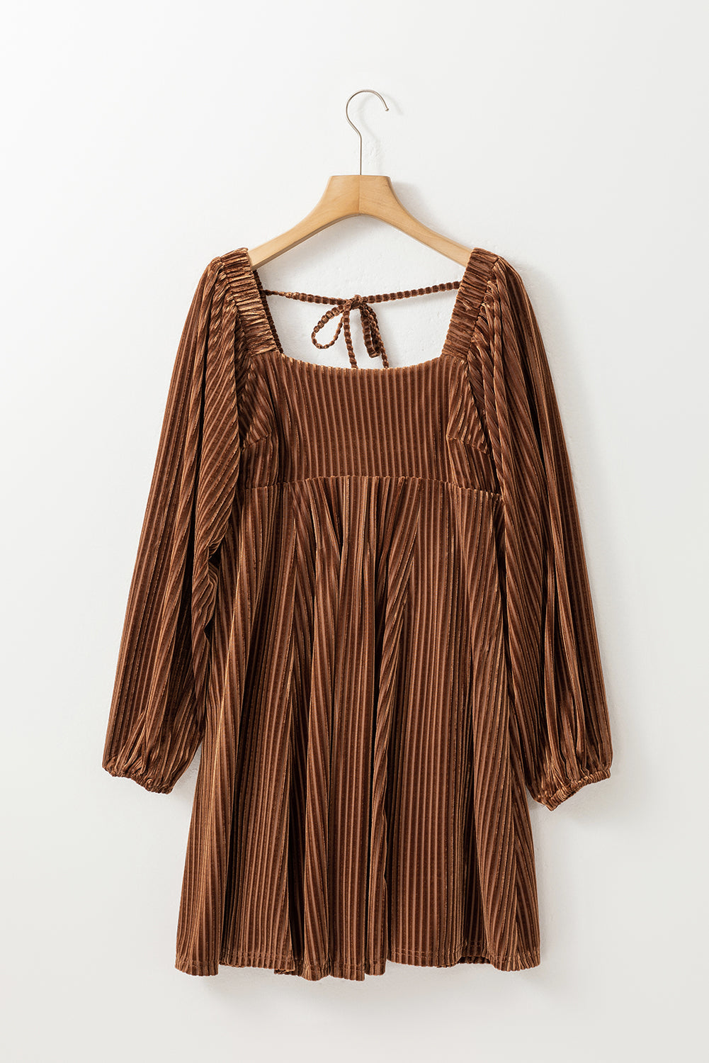 Tie-Back Square Neck Velvet Dress