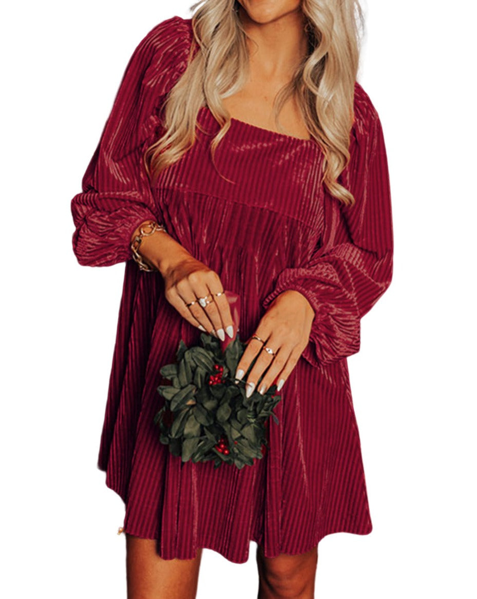 Tie-Back Square Neck Velvet Dress
