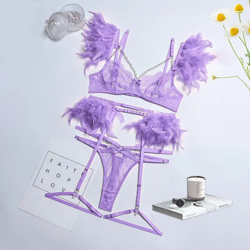 Feather Lace Stitching Sexy Lingerie