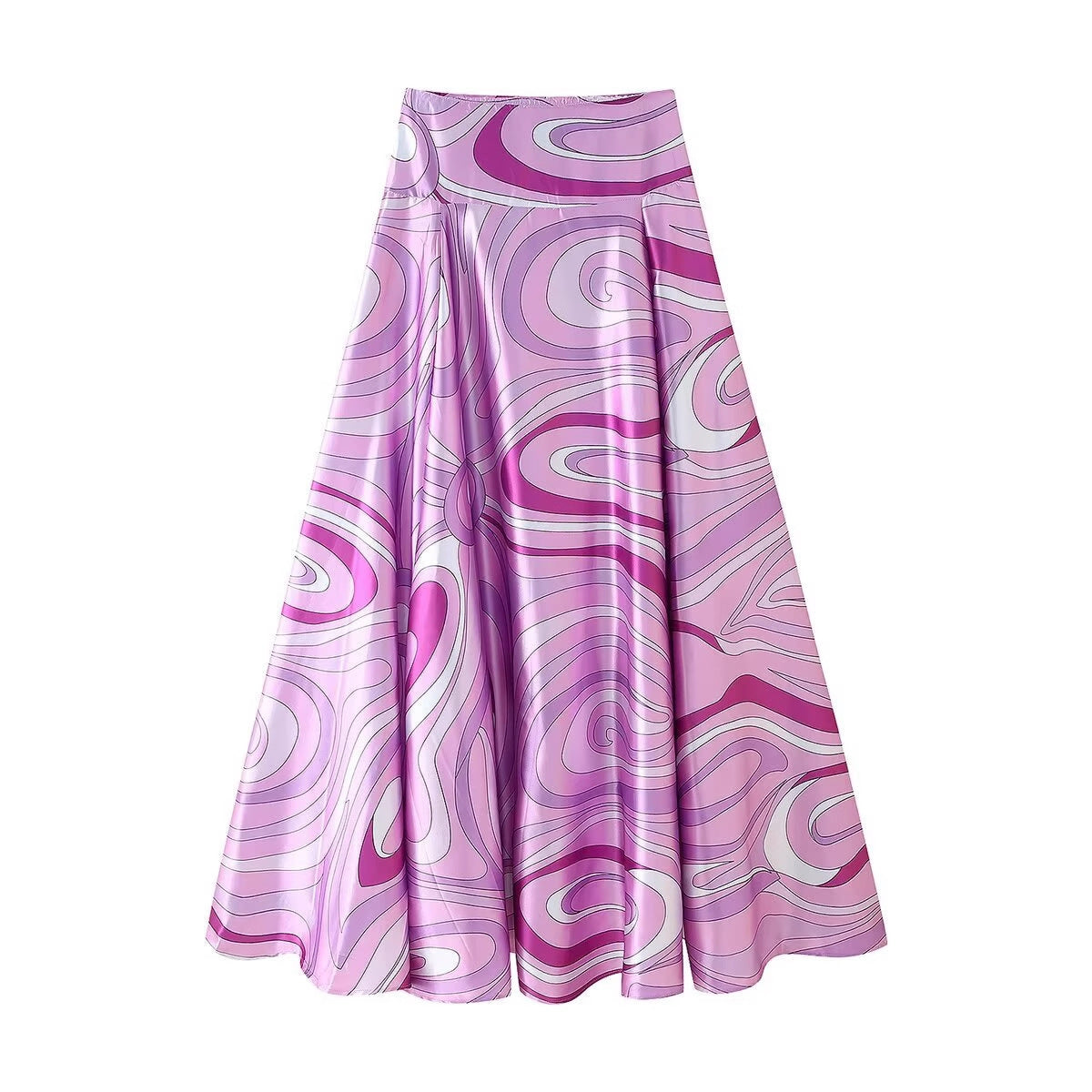 Women's Casual Set Printed Color Top + Flared Printed Color Skirt