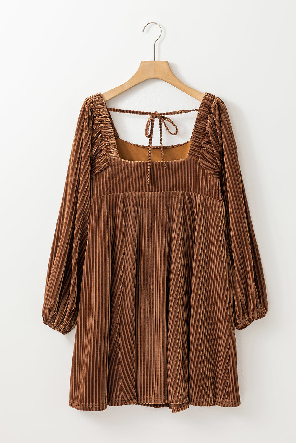 Tie-Back Square Neck Velvet Dress
