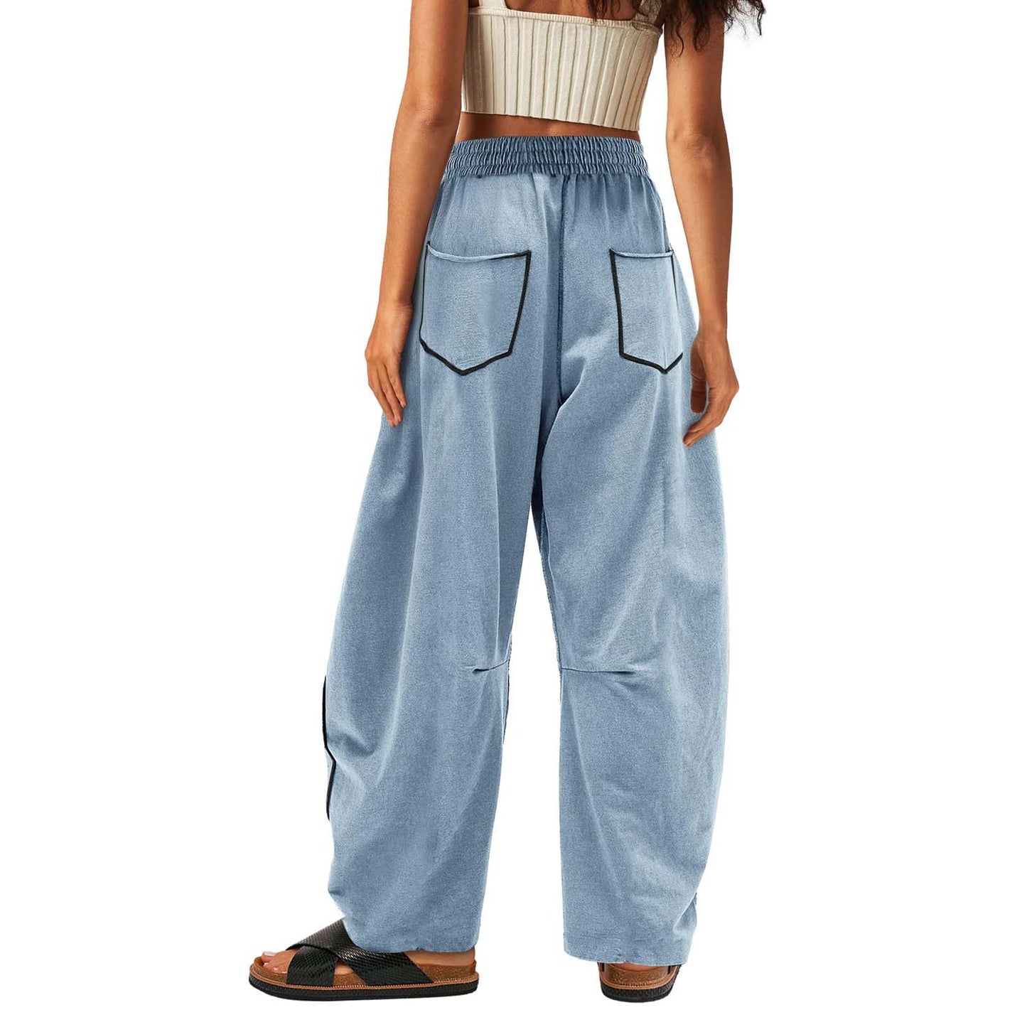 Summer Casual Loose Drawstring Wide-Leg Sports Pants