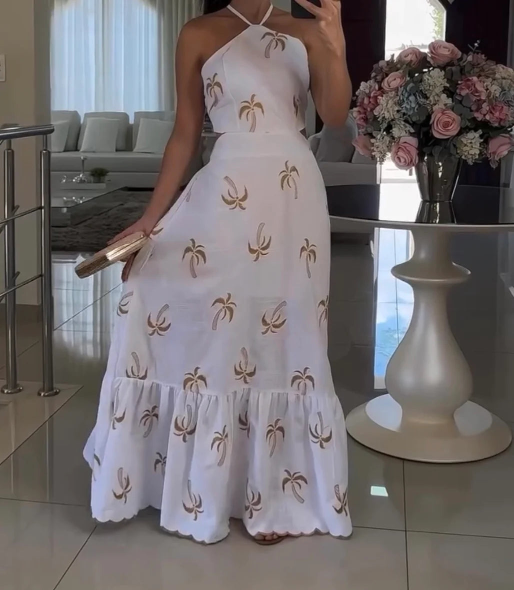 Long Halter Neck Backless Dress