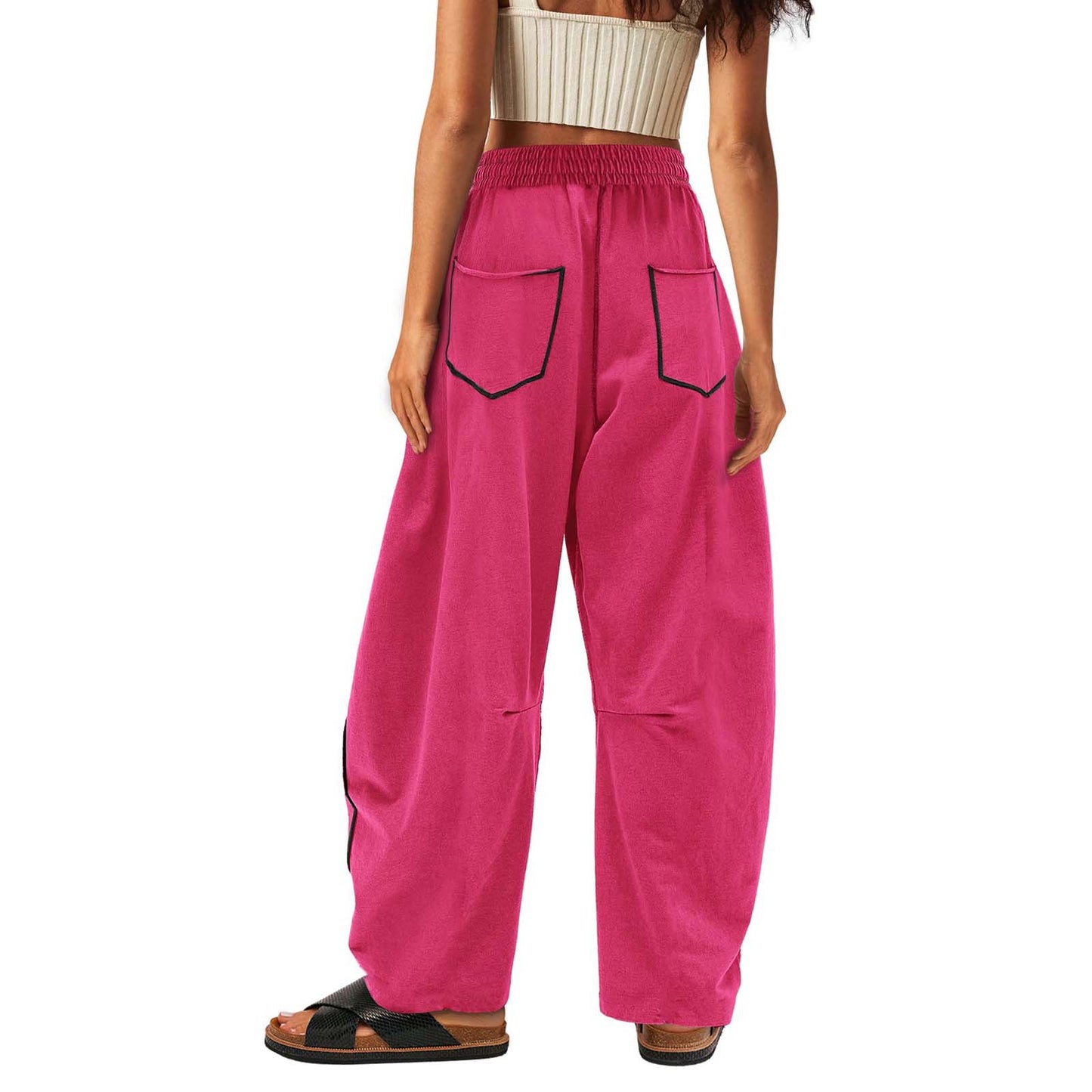 Summer Casual Loose Drawstring Wide-Leg Sports Pants