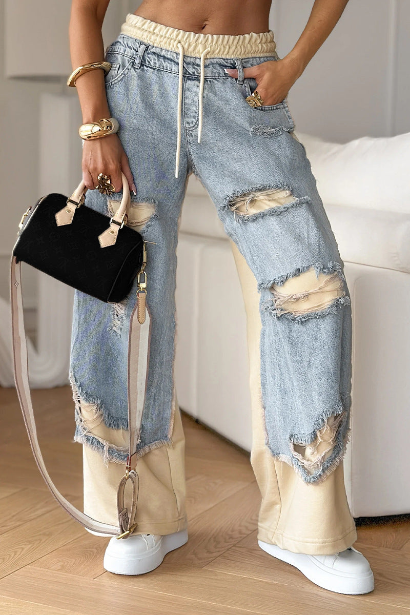 Trendy Street Style Thin Ripped Jeans