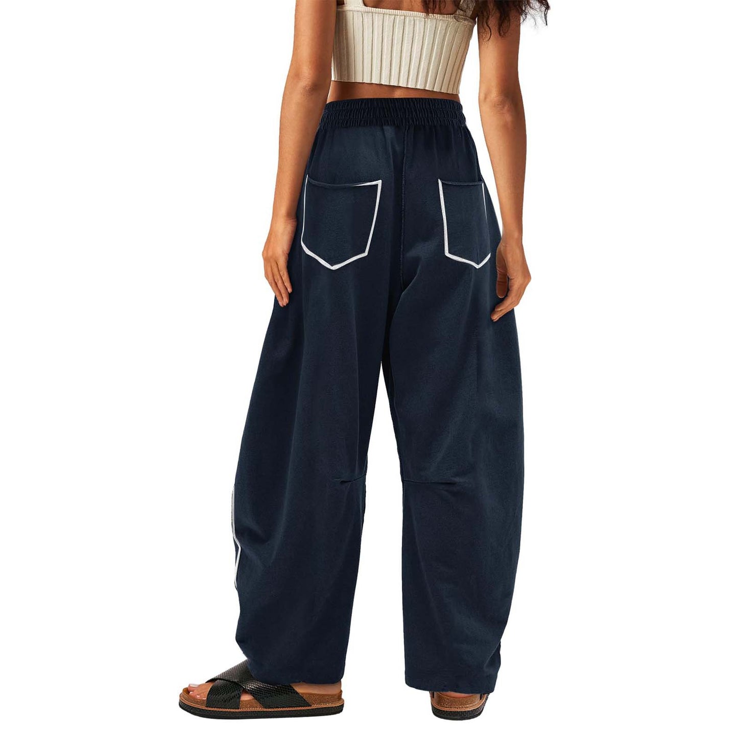 Summer Casual Loose Drawstring Wide-Leg Sports Pants
