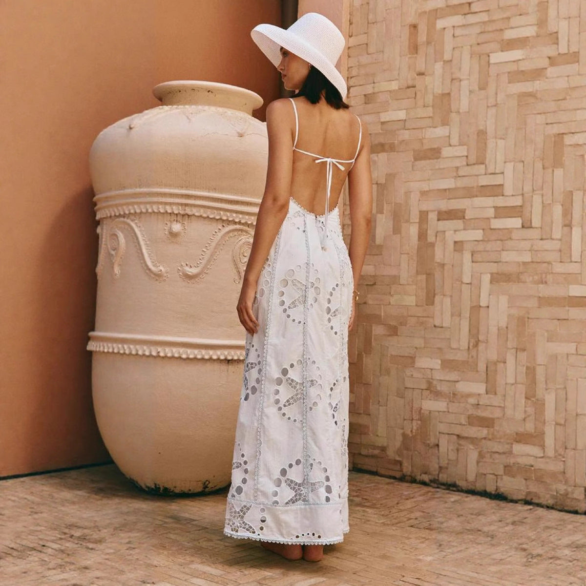 Strappy Sexy Vacation Style Backless Dress