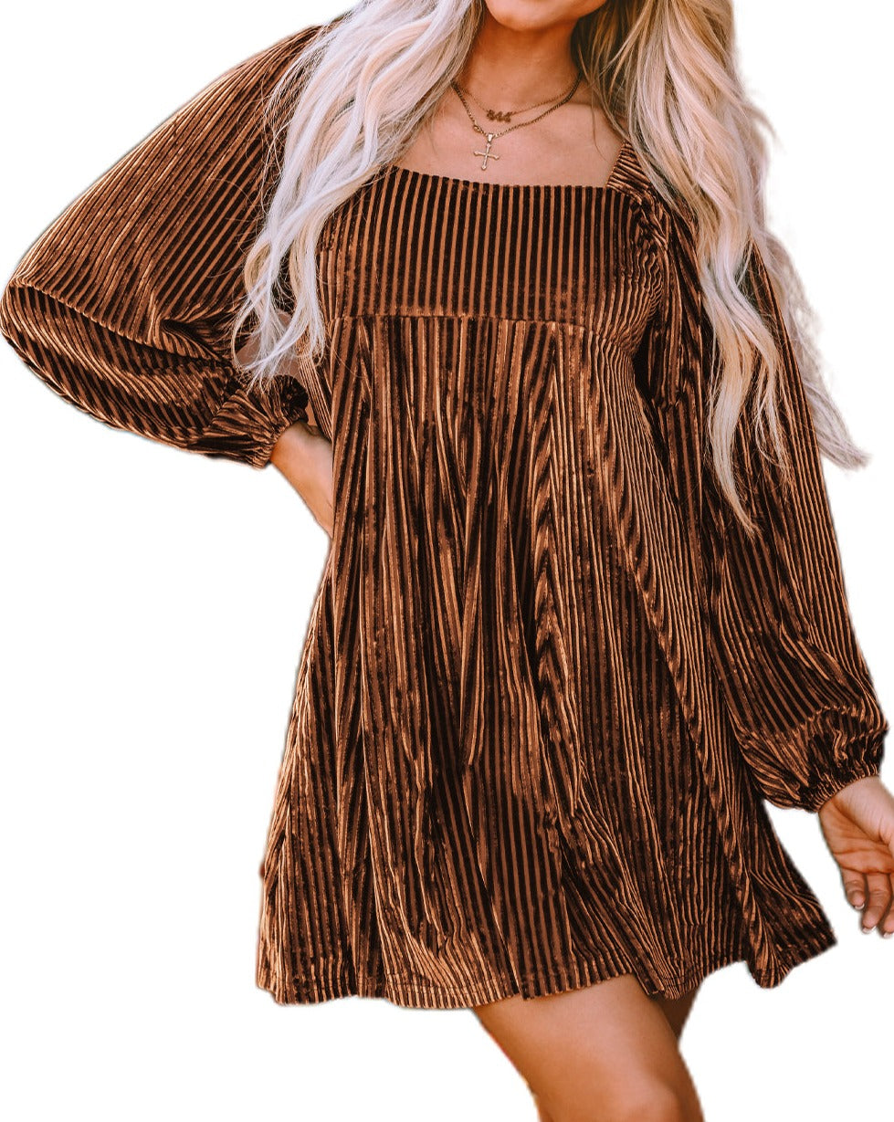 Tie-Back Square Neck Velvet Dress
