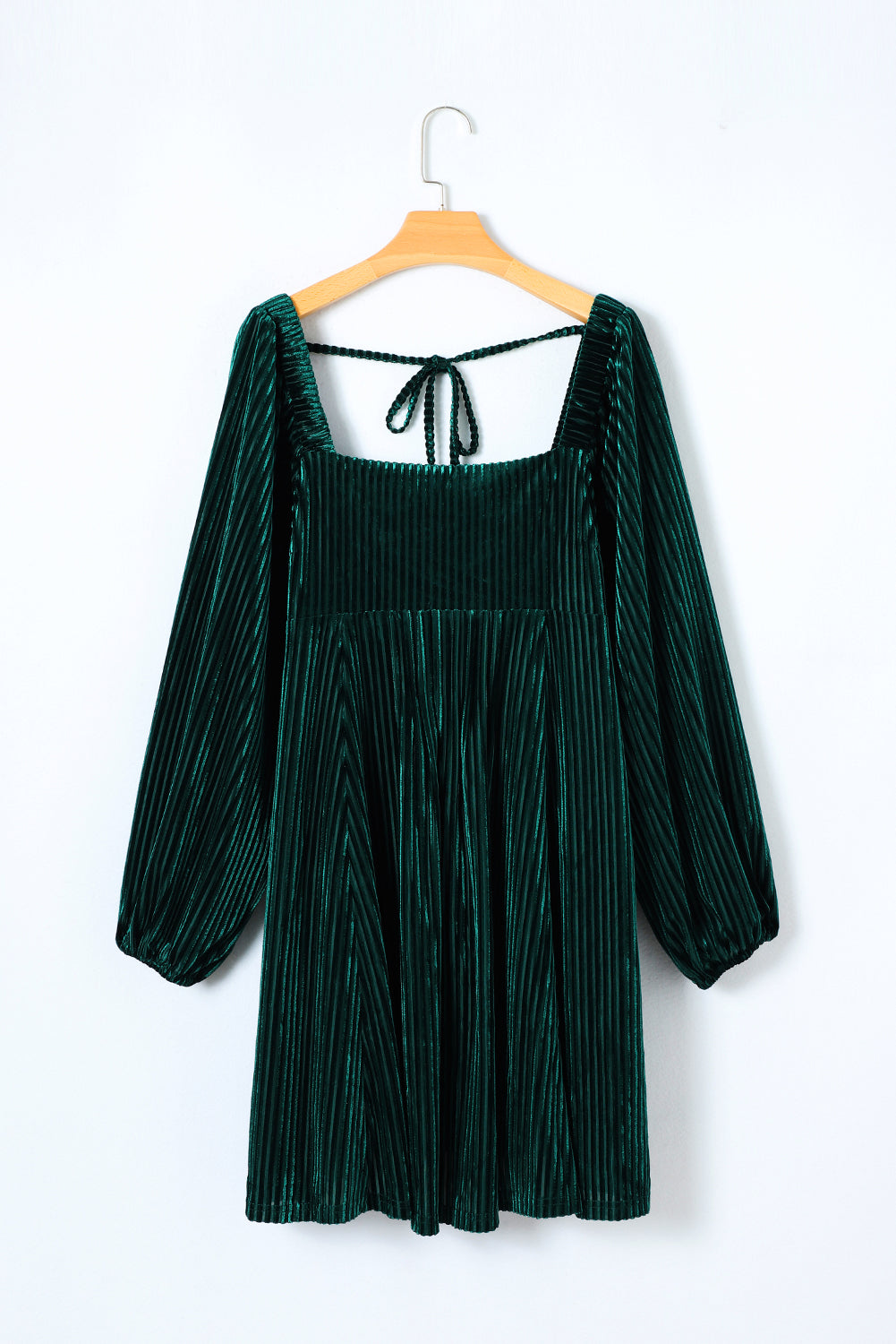 Tie-Back Square Neck Velvet Dress