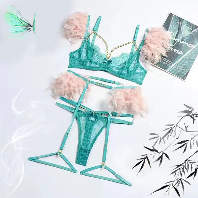 Feather Lace Stitching Sexy Lingerie