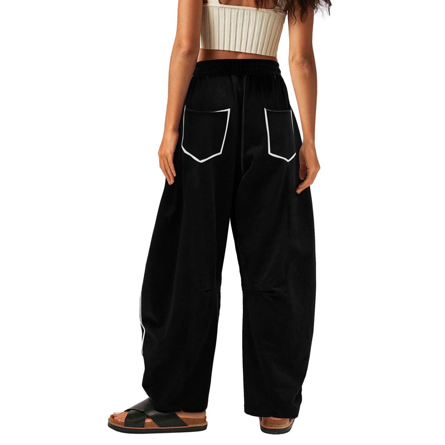 Summer Casual Loose Drawstring Wide-Leg Sports Pants