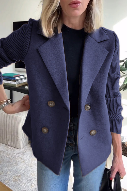 Premium Chic Knit-Sleeve Blazer