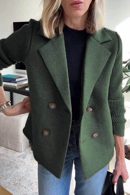 Premium Chic Knit-Sleeve Blazer