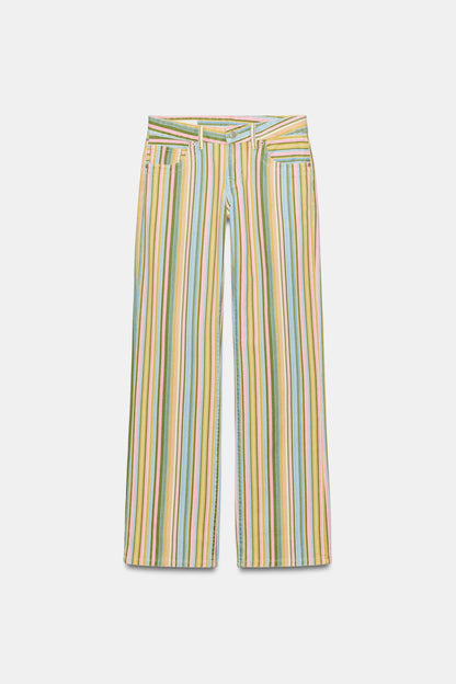 Isla Pastel Striped High-Waisted Jeans
