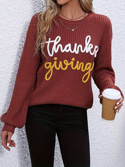 Casual Letters All-Match round Neck Pullover Knitted Sweater