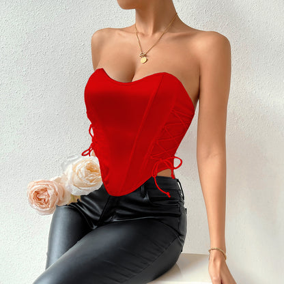 Sexy Lacing Solid Color Chest-Wrapped Waist Vest