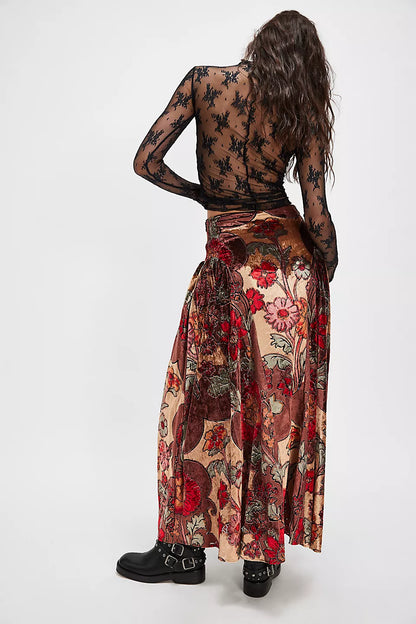 Velvet Petals Maxi Skirt
