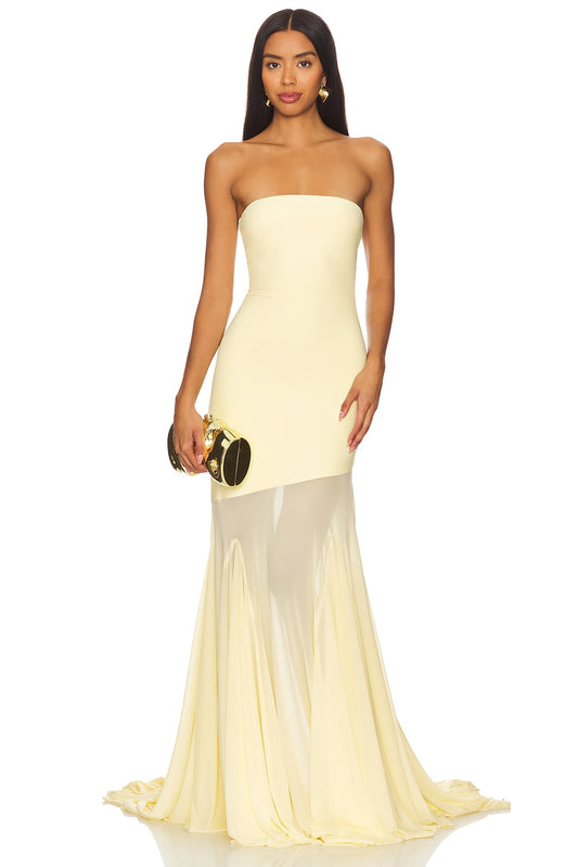 DAHLIA Butter Yellow Tube Gown