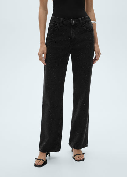 Straight-fit Jeans With Rhinestone Detail