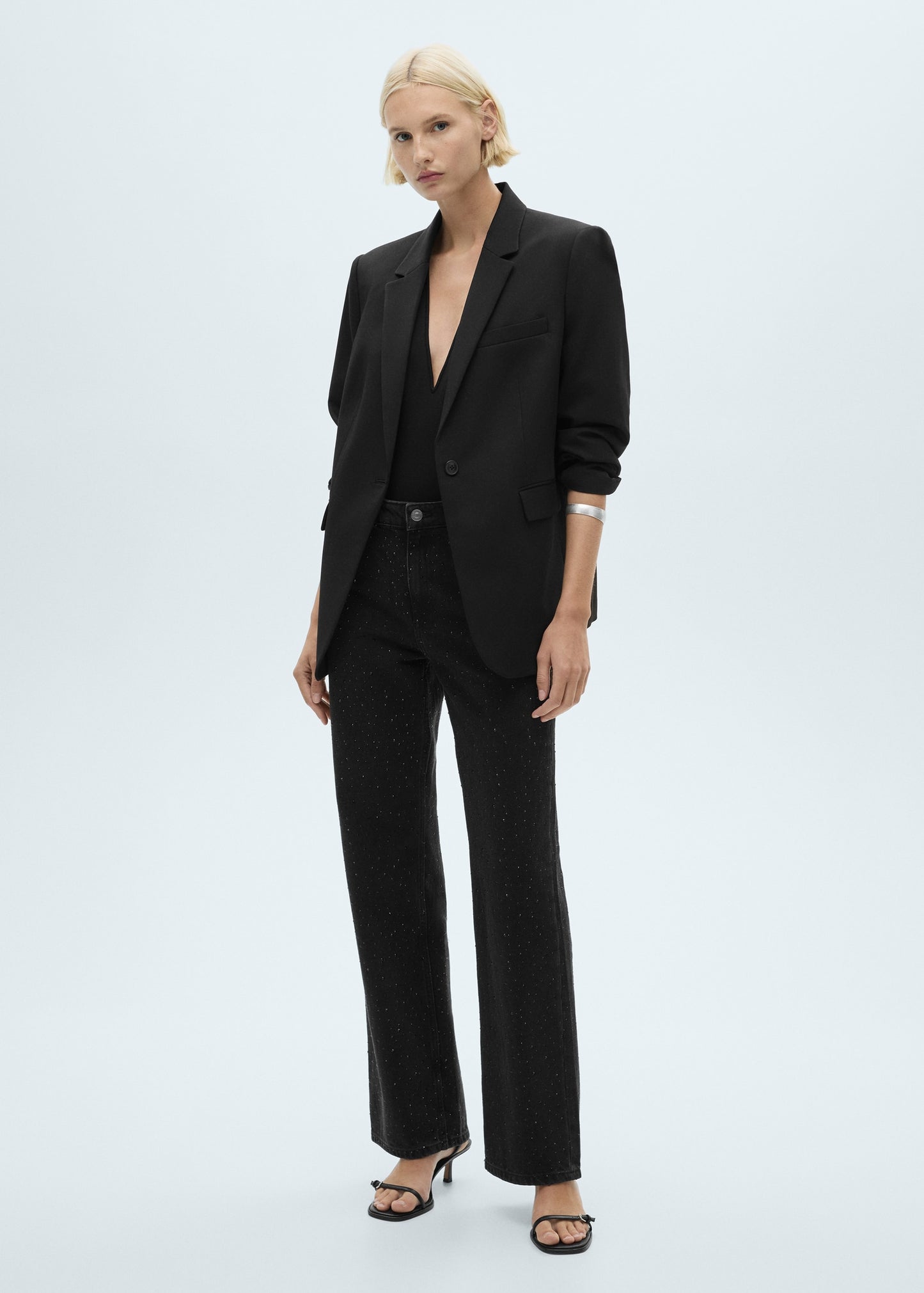Straight-fit Jeans With Rhinestone Detail