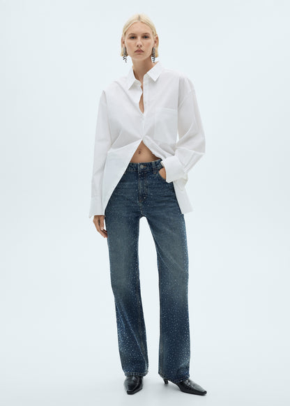 Straight-fit Jeans With Rhinestone Detail