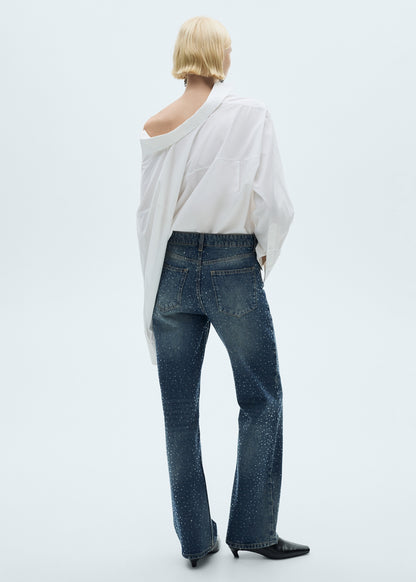 Straight-fit Jeans With Rhinestone Detail