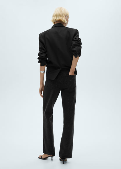 Straight-fit Jeans With Rhinestone Detail