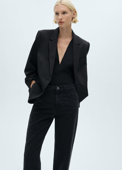 Straight-fit Jeans With Rhinestone Detail