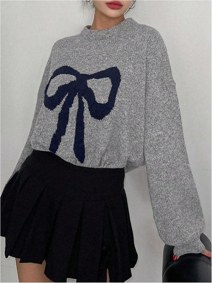 Stylish Bow-Knot Oversized Knitted Sweater