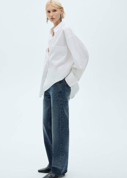 Straight-fit Jeans With Rhinestone Detail