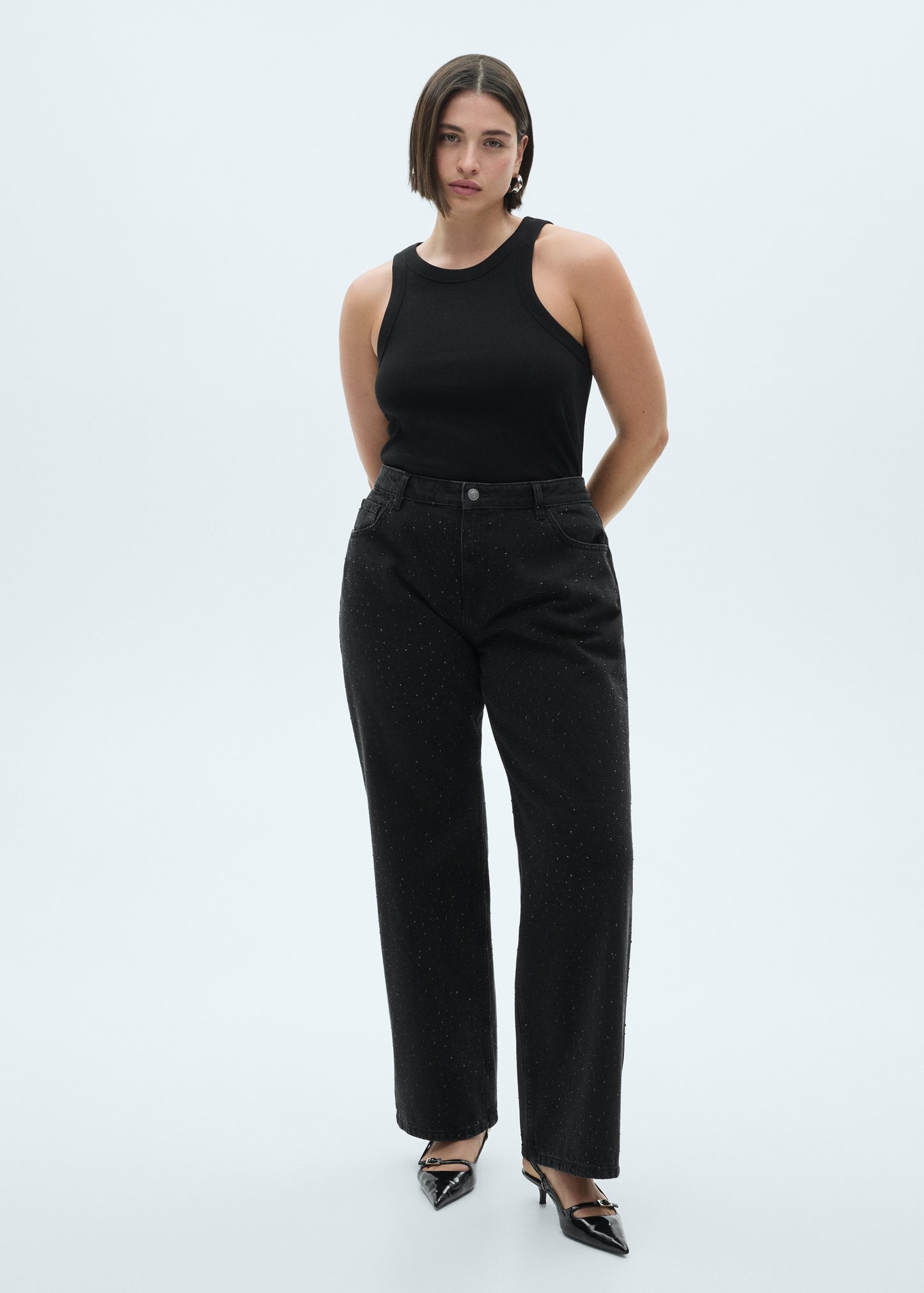 Straight-fit Jeans With Rhinestone Detail