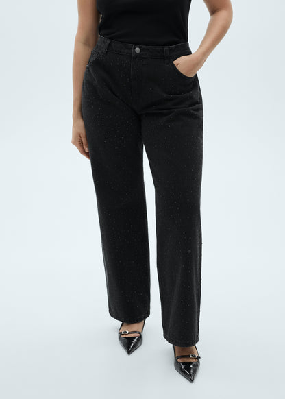 Straight-fit Jeans With Rhinestone Detail