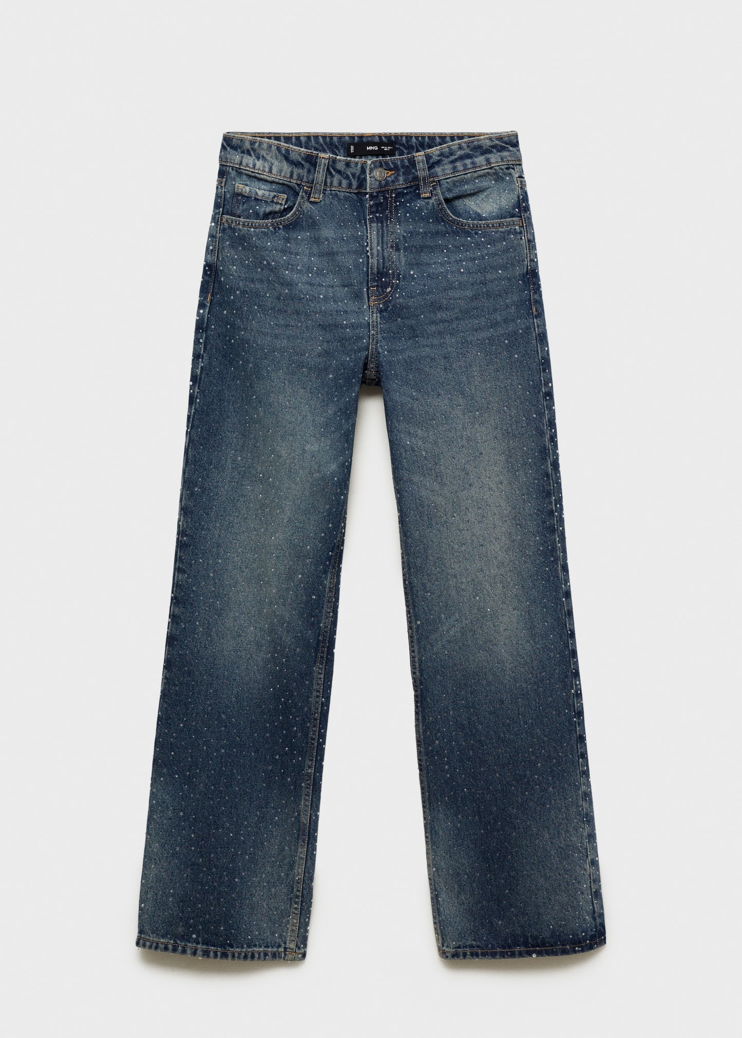 Straight-fit Jeans With Rhinestone Detail