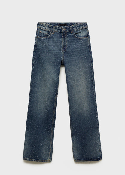 Straight-fit Jeans With Rhinestone Detail