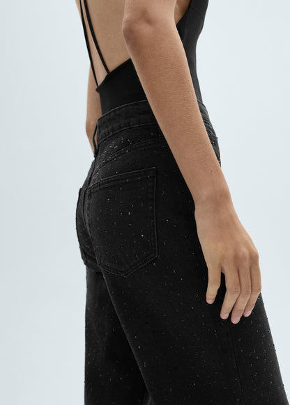Straight-fit Jeans With Rhinestone Detail