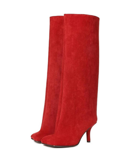 Women's Over-the-Knee Wide-Leg Square-Toe Stiletto High-Heeled Boots