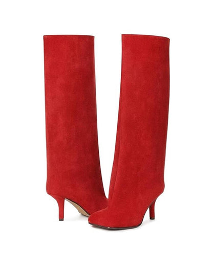 Women's Over-the-Knee Wide-Leg Square-Toe Stiletto High-Heeled Boots