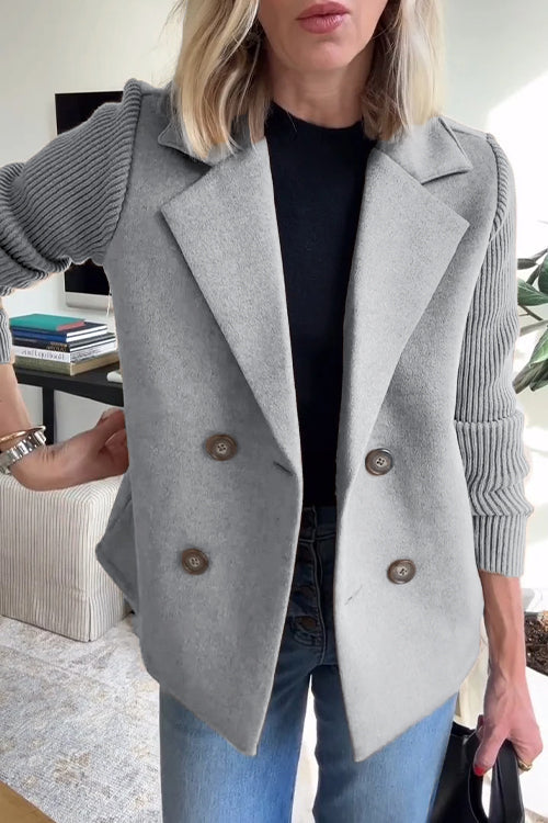 Premium Chic Knit-Sleeve Blazer